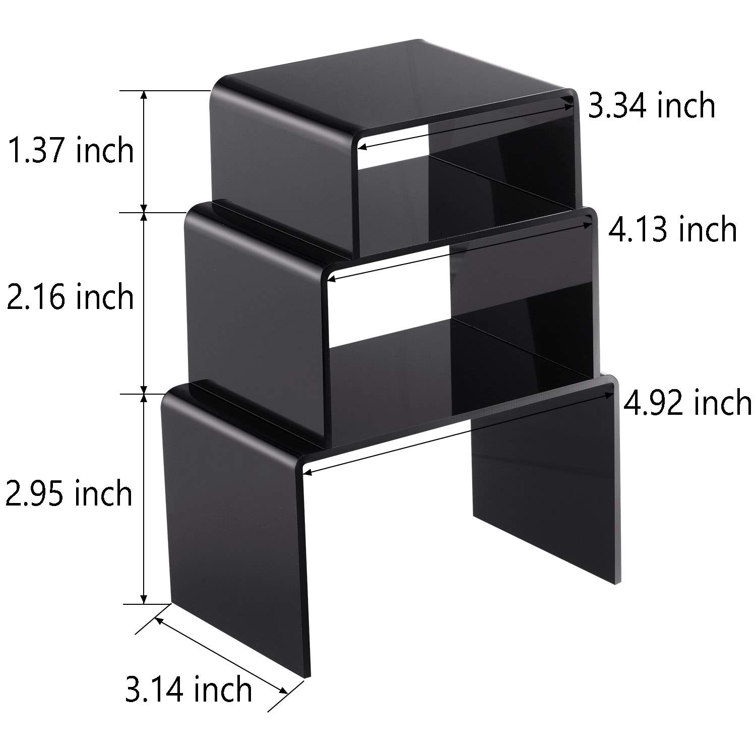 Black Acrylic Nesting Display Risers, 3 Sizes, 2 Sets (6 Pcs) – view 3