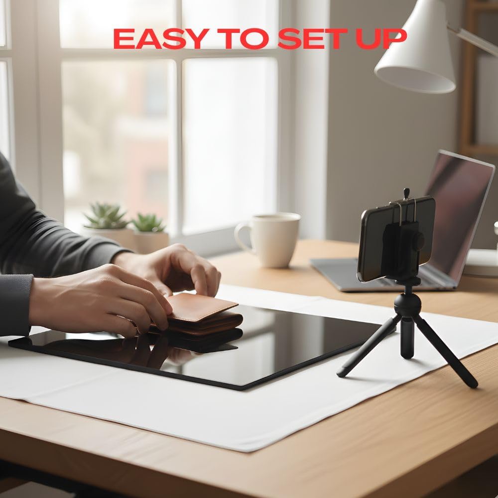 Reflective Acrylic Product Photo Boards, Square 12 × 12 in (30 × 30 cm), Black & White, Pack of 2 – view 6