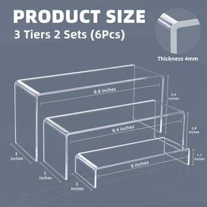 Clear Acrylic Display Risers Set, 3 Sizes – Yosham