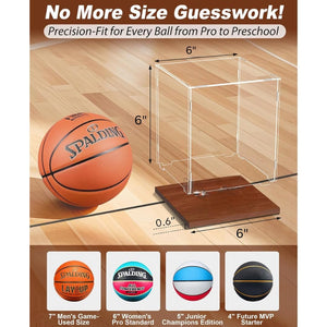 Duveesha 6" x 6" x 6" Clear Acrylic Display Case with 4mm Wooden Base – Self-Assemble Box for Collectibles, Action Figures, Toys, and Memorabilia