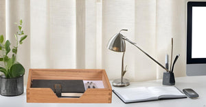 Wooden Desktop Organizer Tray with U-Shape Handle – Yosham