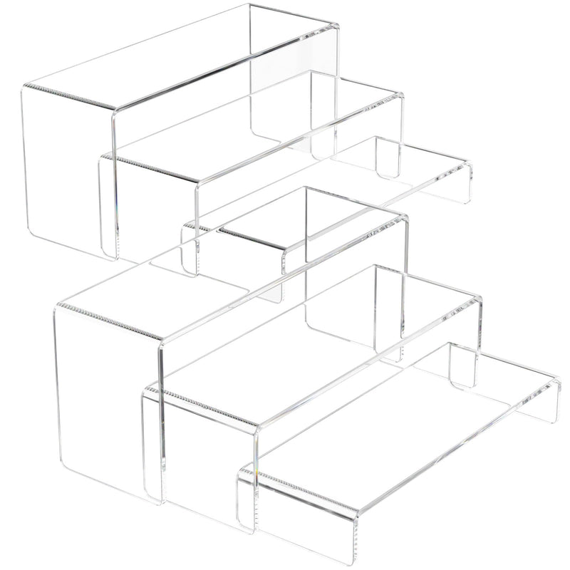 Duveesha Acrylic Display Riser, 2 Pcs 9" Large Acrylic Risers, 2 Set Clear Rectangular Stands for Candy Dessert Cupcakes, Collectibles Display Stands Shelf for Display for Funko POP Figures