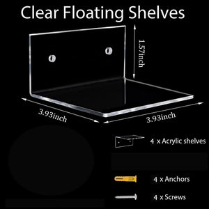 Clear Acrylic Wall Shelves, Square, Set of 2 – Yosham