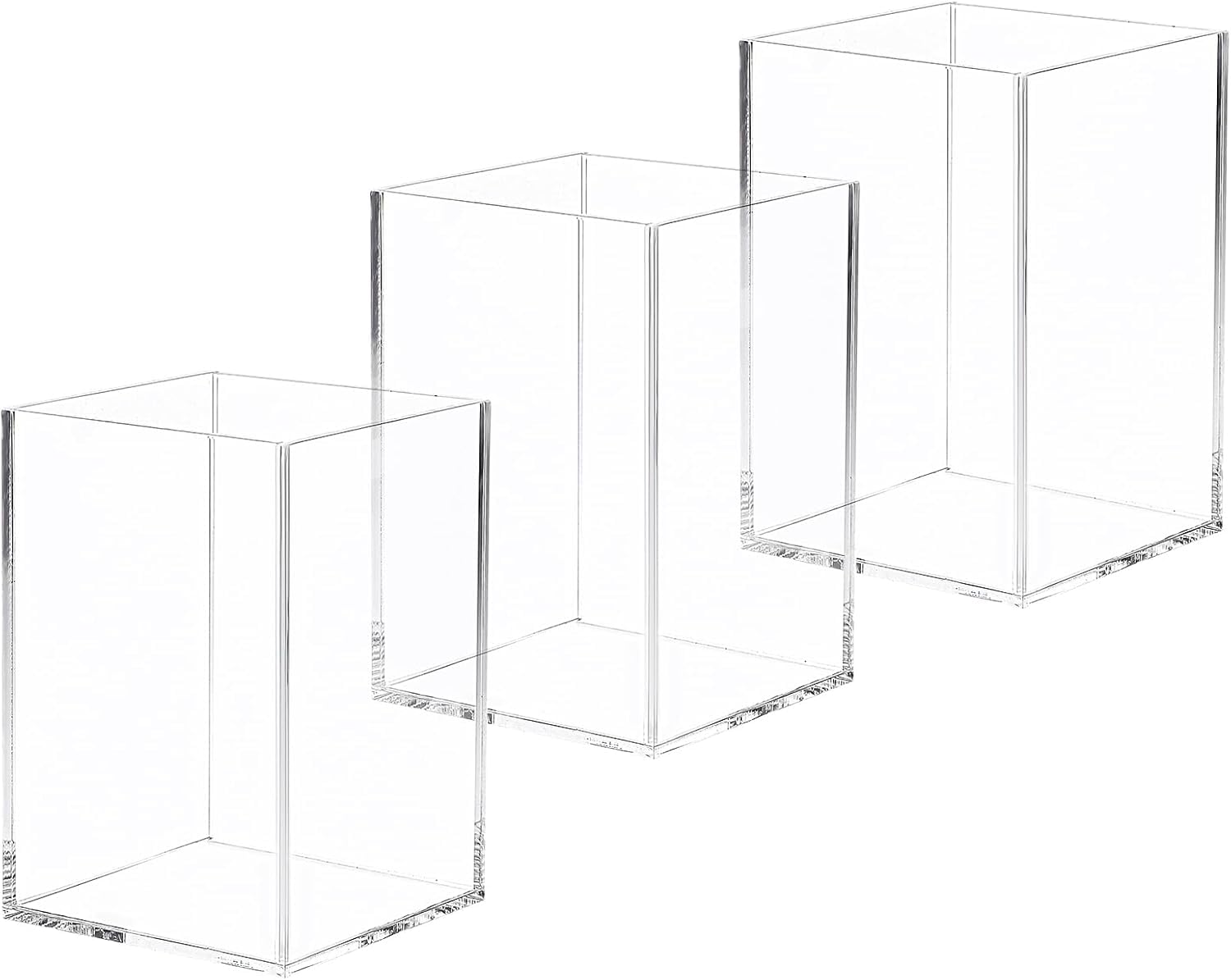 Clear Acrylic Square Pen Holder Set of 3 — PENCIL-HOLDER-D6 – view 2