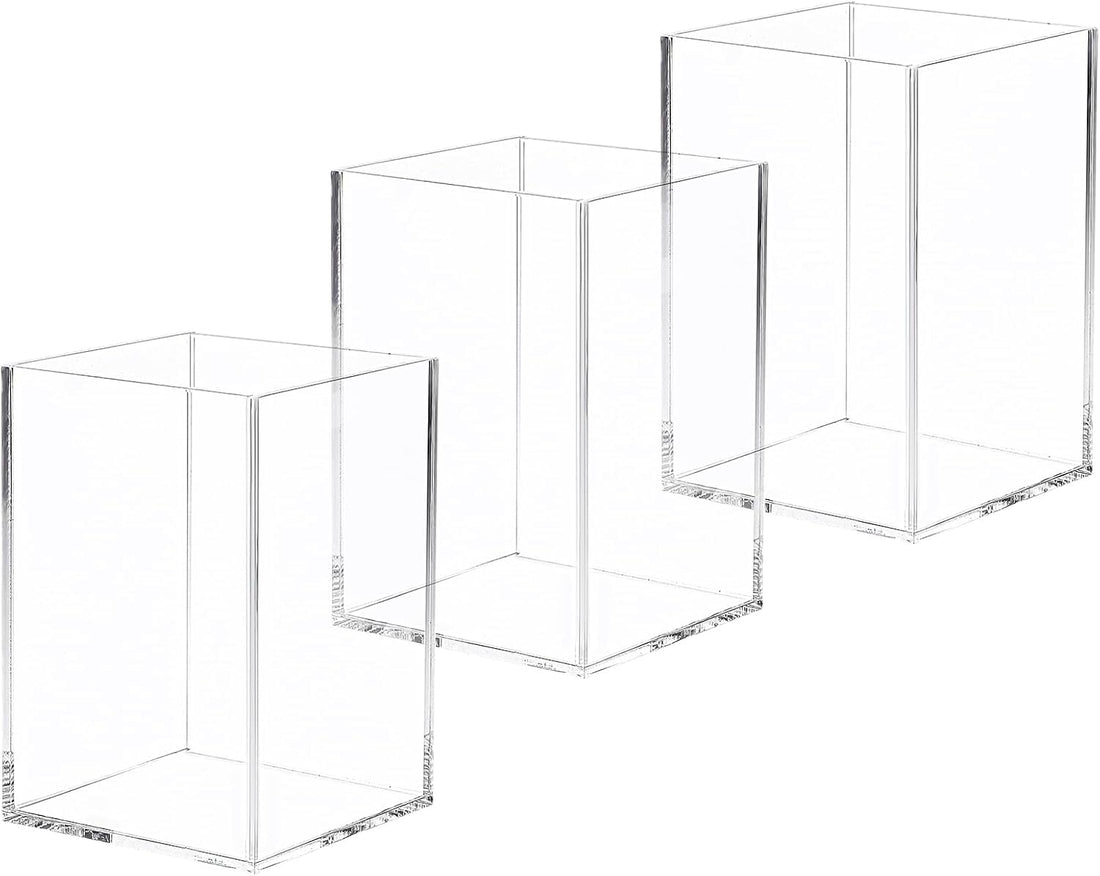 Clear Acrylic Square Pen Holder Set of 3 — PENCIL-HOLDER-D6 – view 2