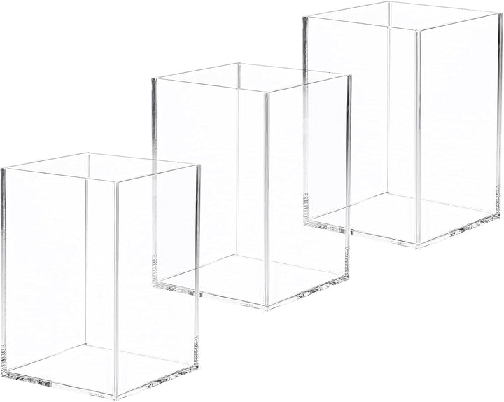 Clear Acrylic Square Pen Holder Set of 3 — PENCIL-HOLDER-D6 – view 2