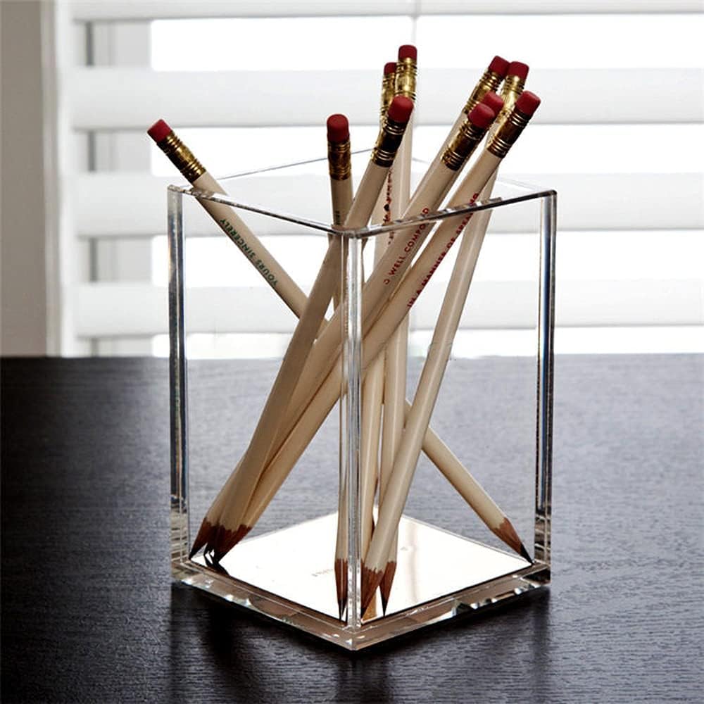 Clear Acrylic Square Pen Cup, Pack of 2 — PENCIL-HOLDER-D5 – view 5