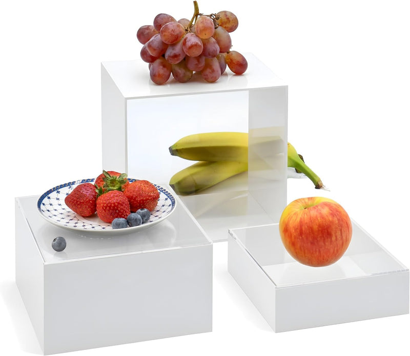 Glossy White Acrylic Cube Risers, Set of 3 – Yosham