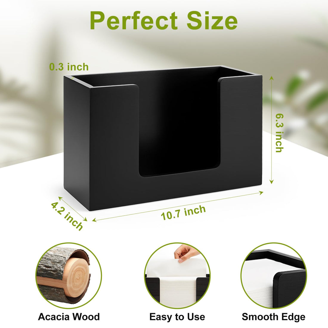 Black Wooden Countertop Paper Towel Holder – view 4