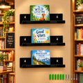 12-Inch Black Acrylic Record & Book Display Wall Shelves, Pack of 3