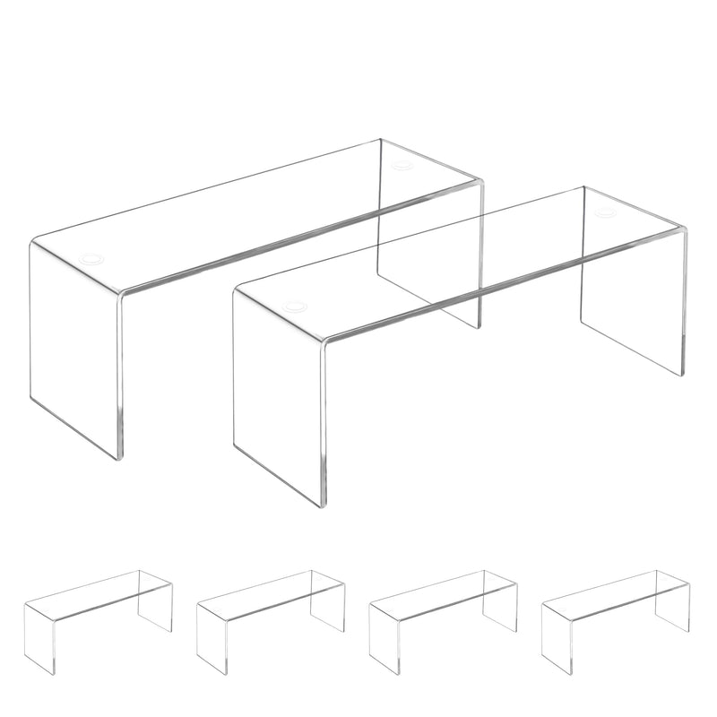 Duveesha 4 Pcs Large Acrylic Risers Display Stands, Perfume Organizer Stand, Clear Acrylic Shelf for Show Decor Display, Toys, Cupcake and More(12.4 x 4 x 4.6 inches)