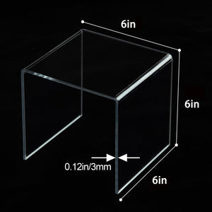 Duveesha Acylic Riser Square Display Stand For Cupcakes,Amiibo Funko Pop Figures, Dessert, Jewelry, Arts and Crafts (Clear, 8P-6INCH)