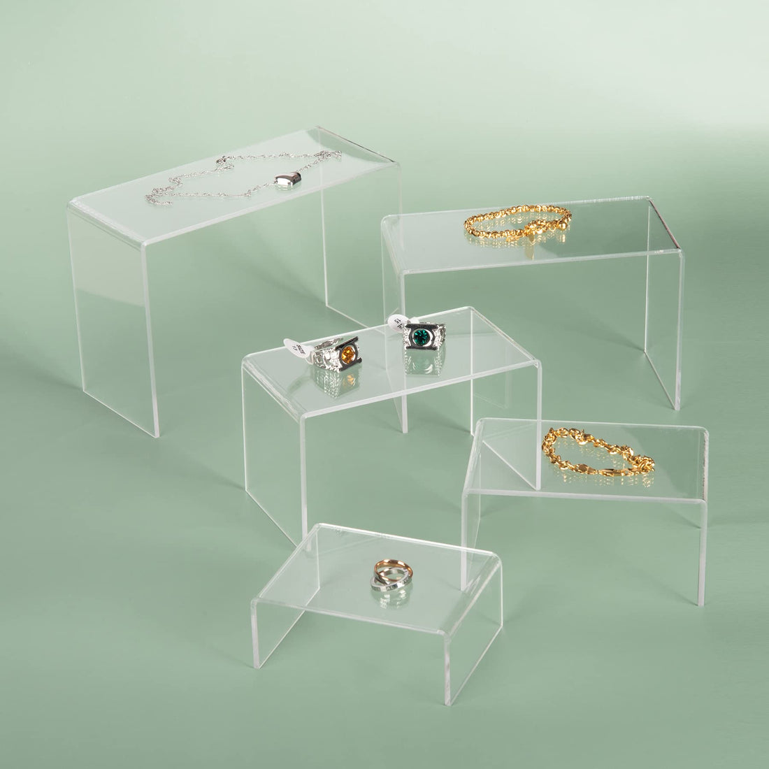 Clear Acrylic Display Riser Stairs, 5 Sizes, 2 Sets (10 Pcs) – view 6
