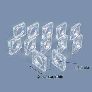 Duveesha Acrylic Set of 6 Napkin Ring Holder for Table wash Basin Kitchen Dining Table Home Wedding Dinner Party 2X2 Inch (12, Square Shape)