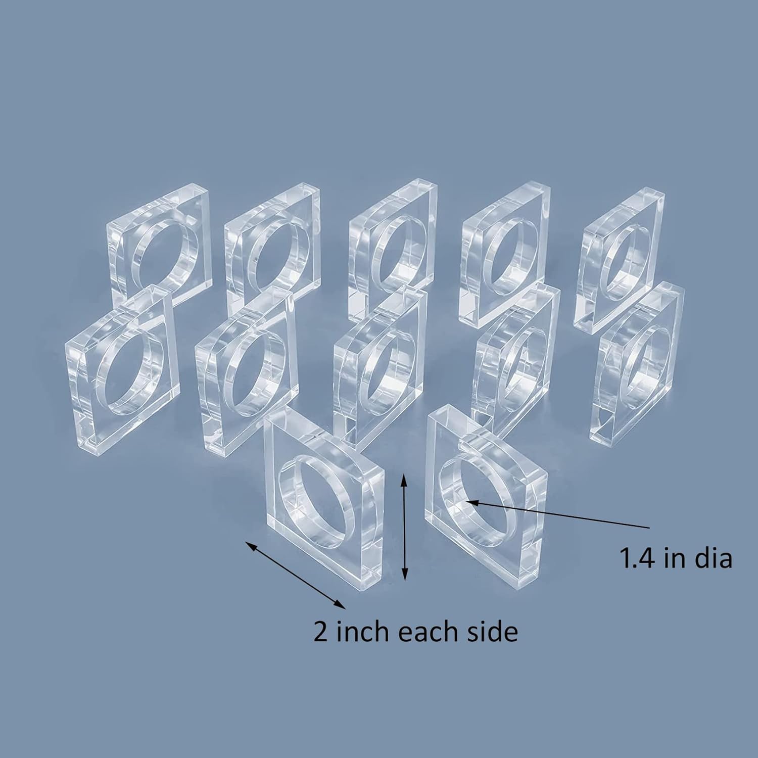 Acrylic Napkin Ring Holder, Set of 6 — (6, Square – view 2