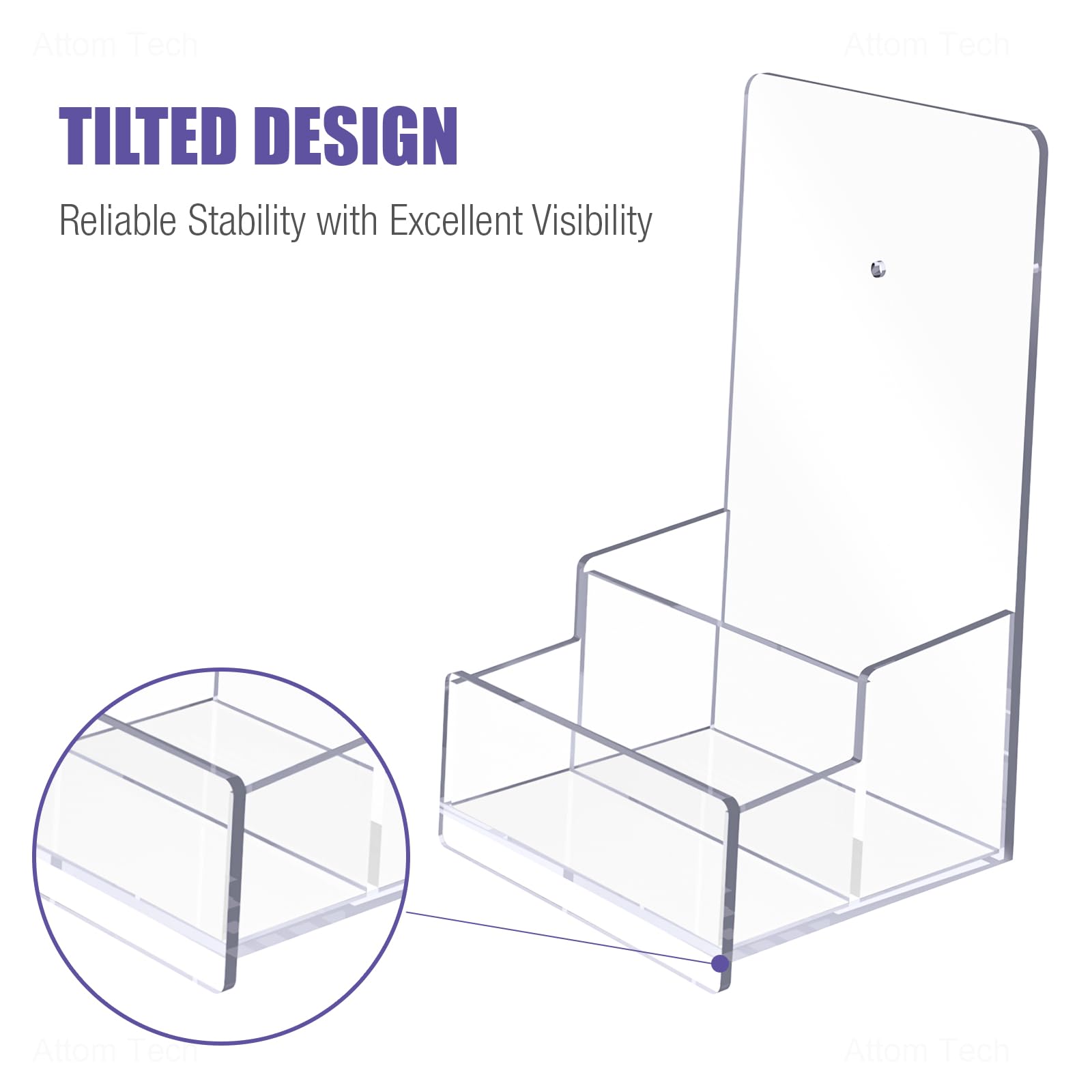 Clear Acrylic Trifold Brochure Holder with Card Pocket, Pack of 2 – view 3