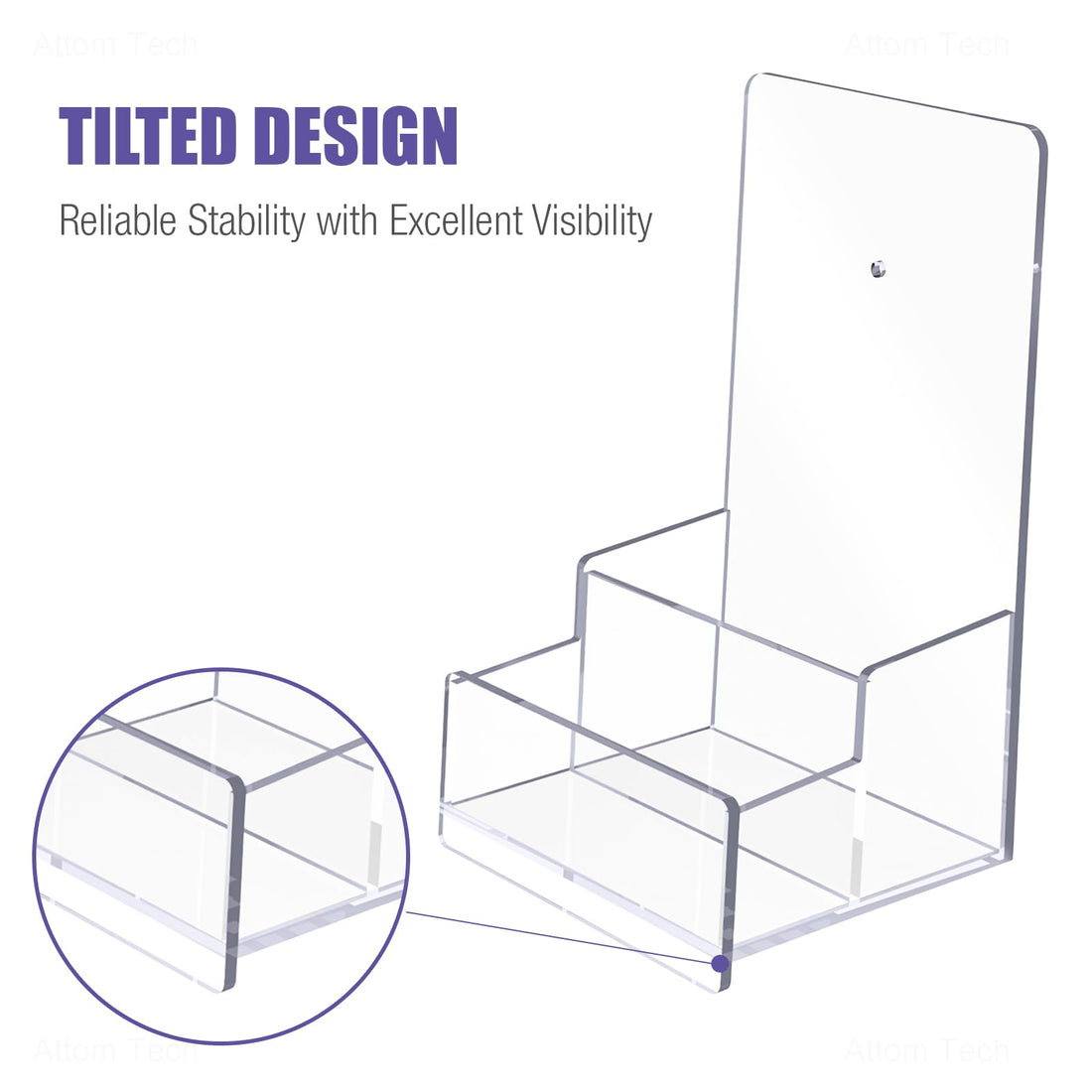 Clear Acrylic Trifold Brochure Holder with Card Pocket, Pack of 2 – view 3