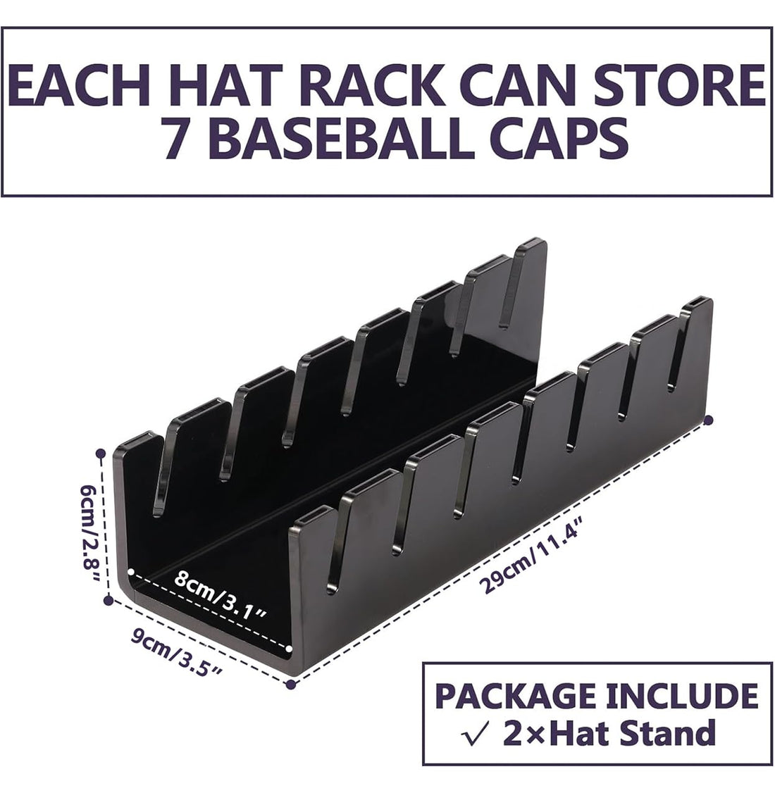 Acrylic Hat Organizer Stand, No-Install, 2-Pack — Black – view 4