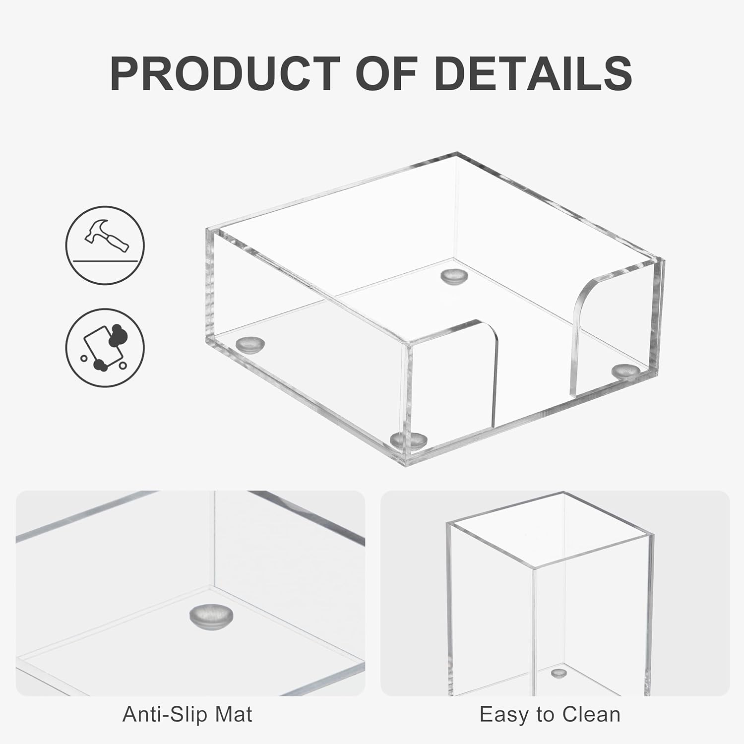Clear Acrylic Desk Organizer Set, 3 Pcs: Pen Holder, Sticky Note Holder & Clip Tray – view 2
