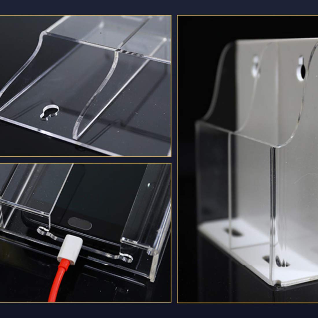 Clear Acrylic Wall-Mount Phone & Remote Holder, 2 Slots – view 5