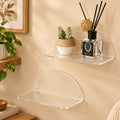 Clear Acrylic Half-Moon Floating Wall Shelves, Pack of 2 — Small