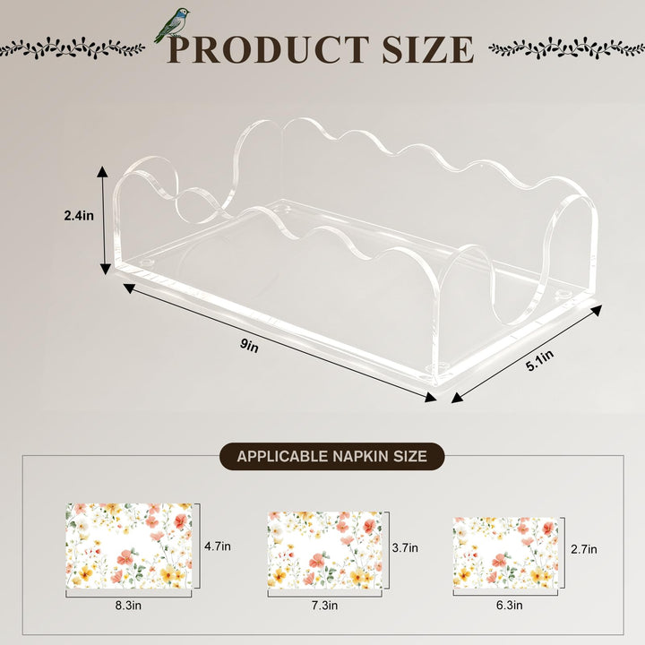 Thick Acrylic Wavy Rectangular Napkin & Guest Towel Tray – view 2