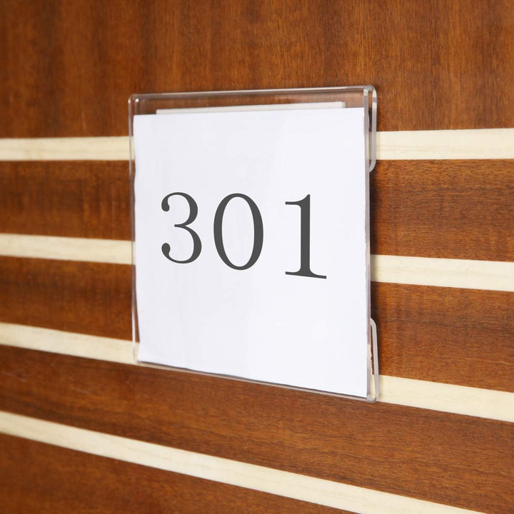 Clear Acrylic Wall Sign Holders, 6 × 4 in Landscape, Self-Adhesive, Pack of 4