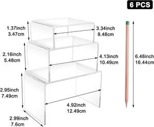 Clear Acrylic Rectangular Display Risers, 6 Pcs – Yosham