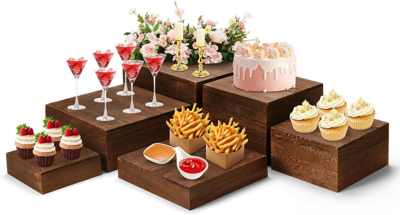 Rustic Wood Buffet Riser Stands, Set of 6 – Yosham