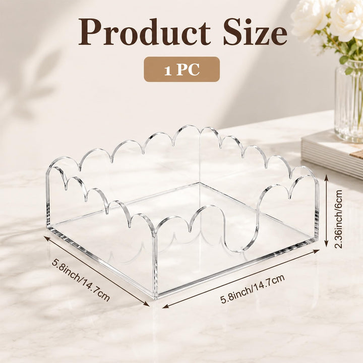 Wavy Square Clear Acrylic Cocktail Napkin Holder, Pack of 2 – view 2