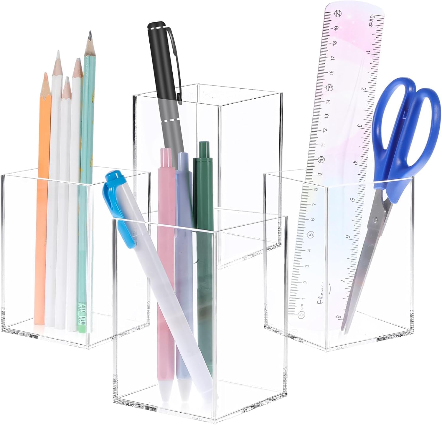 Clear Acrylic Square Pen Holder Set of 3 — PENCIL-HOLDER-D6 – view 7