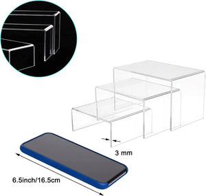 Clear Acrylic Rectangular Display Risers, 6 Pcs – Yosham
