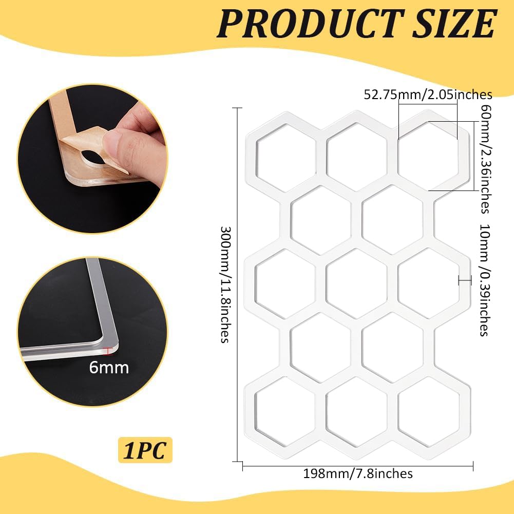 Acrylic Honeycomb Stencil Template, 11.7" x 7.8" – view 2