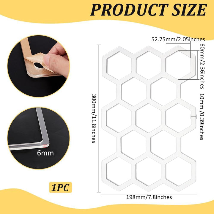 Acrylic Honeycomb Stencil Template, 11.7" x 7.8" – view 2