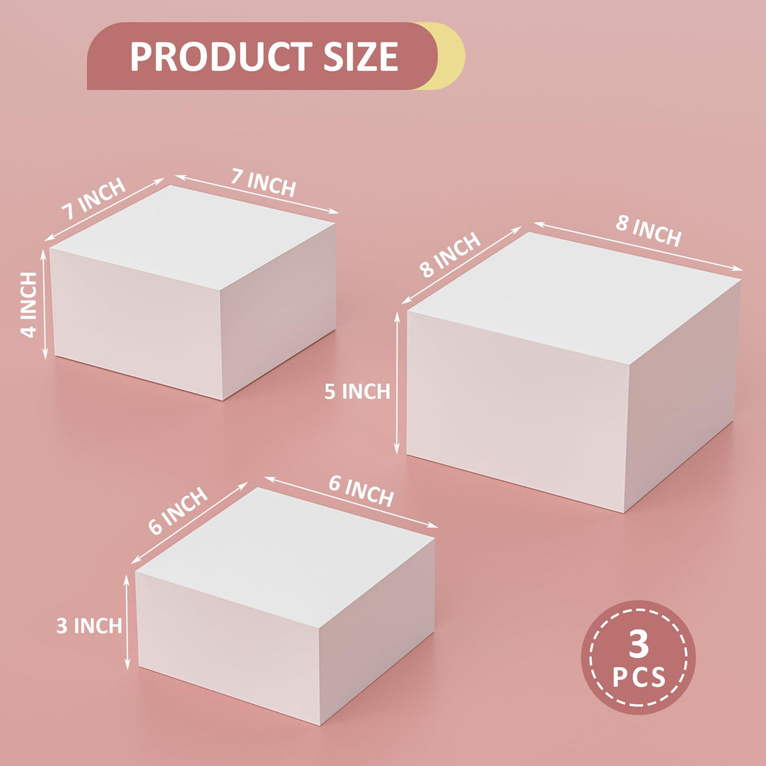 White Acrylic Cube Buffet Risers, 8, 7 & 6 in, Set of 3 – view 3