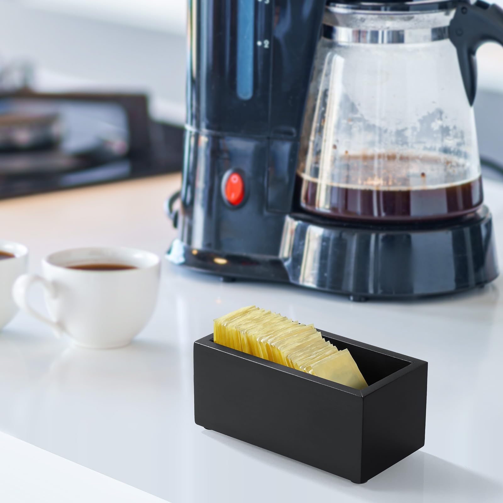 Black Wood Sugar Packet Holder for Coffee Bar – view 4