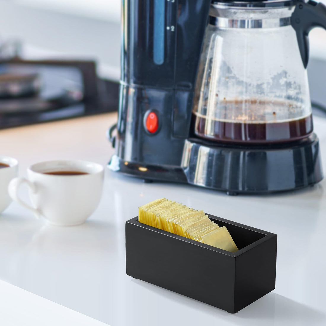 Black Wood Sugar Packet Holder for Coffee Bar – view 4