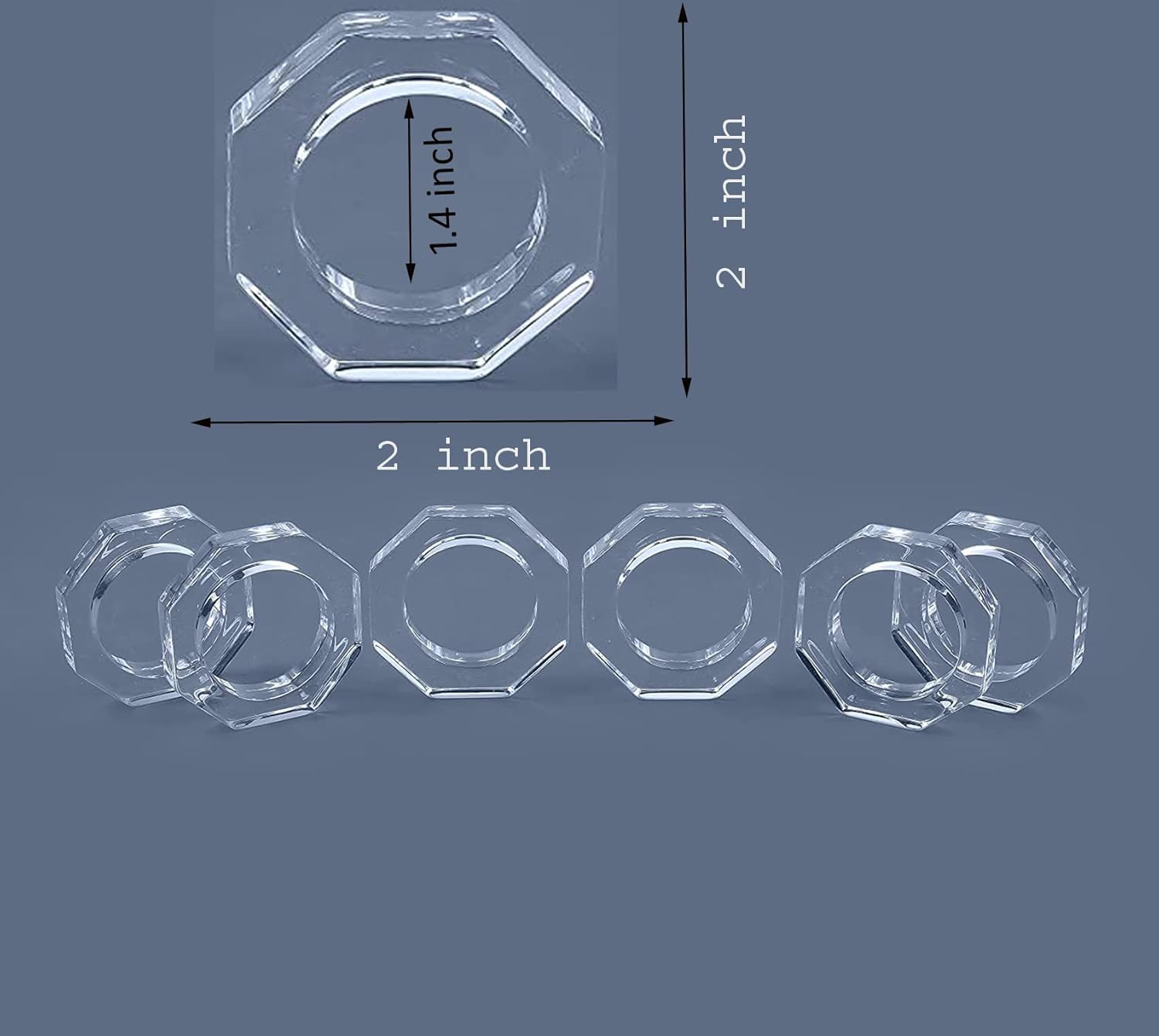 Acrylic Napkin Ring Holder, Set of 6 — (6, Octane – view 2