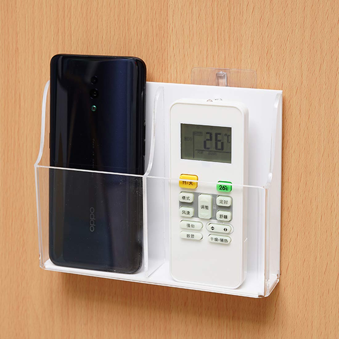 Clear Acrylic Wall-Mount Phone & Remote Holder, 2 Slots – view 3