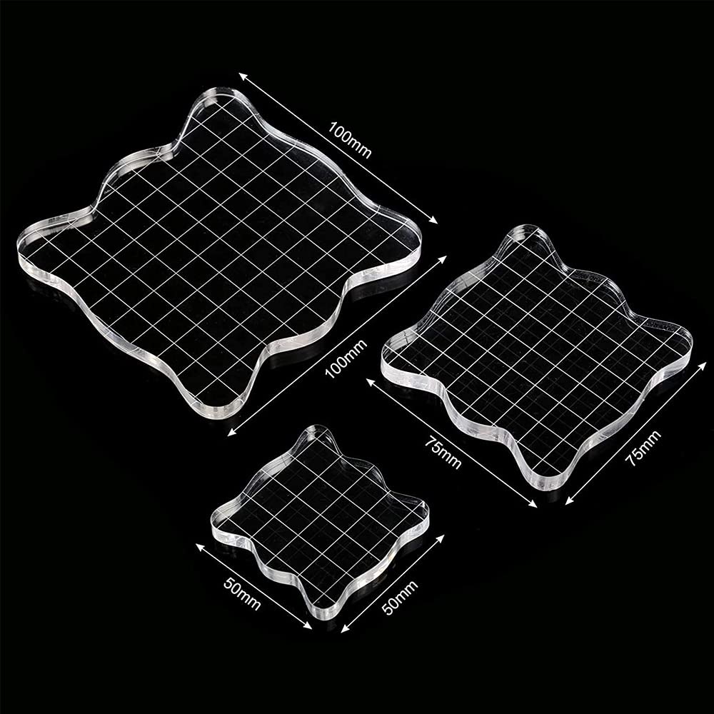 Clear Acrylic Stamp Blocks with Grid, 3-Piece Set – view 4