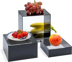 Glossy Black Acrylic Cube Risers, Set of 3 – Yosham
