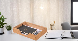 Wooden Desktop Organizer Tray with U-Shape Handle – Yosham