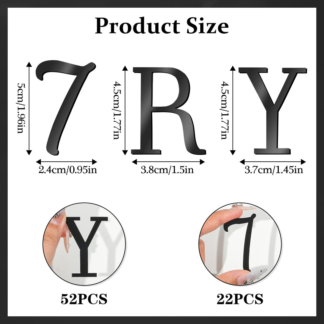 Acrylic Cake Topper Letters & Numbers, 74 Pcs – view 3