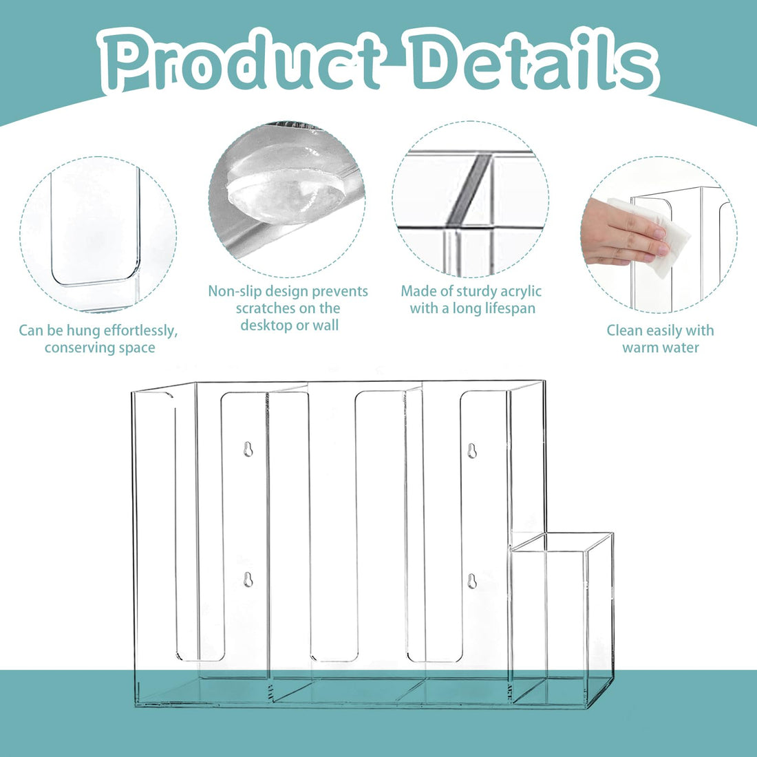 Clear Acrylic Upright Cup & Lid Organizer, 4 Slots – view 4
