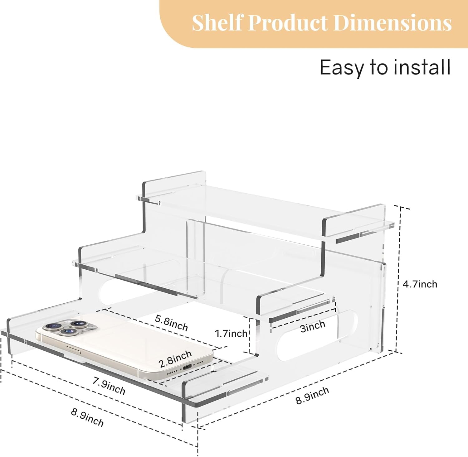 Clear Acrylic 3-Tier Display Shelf, Small – view 3