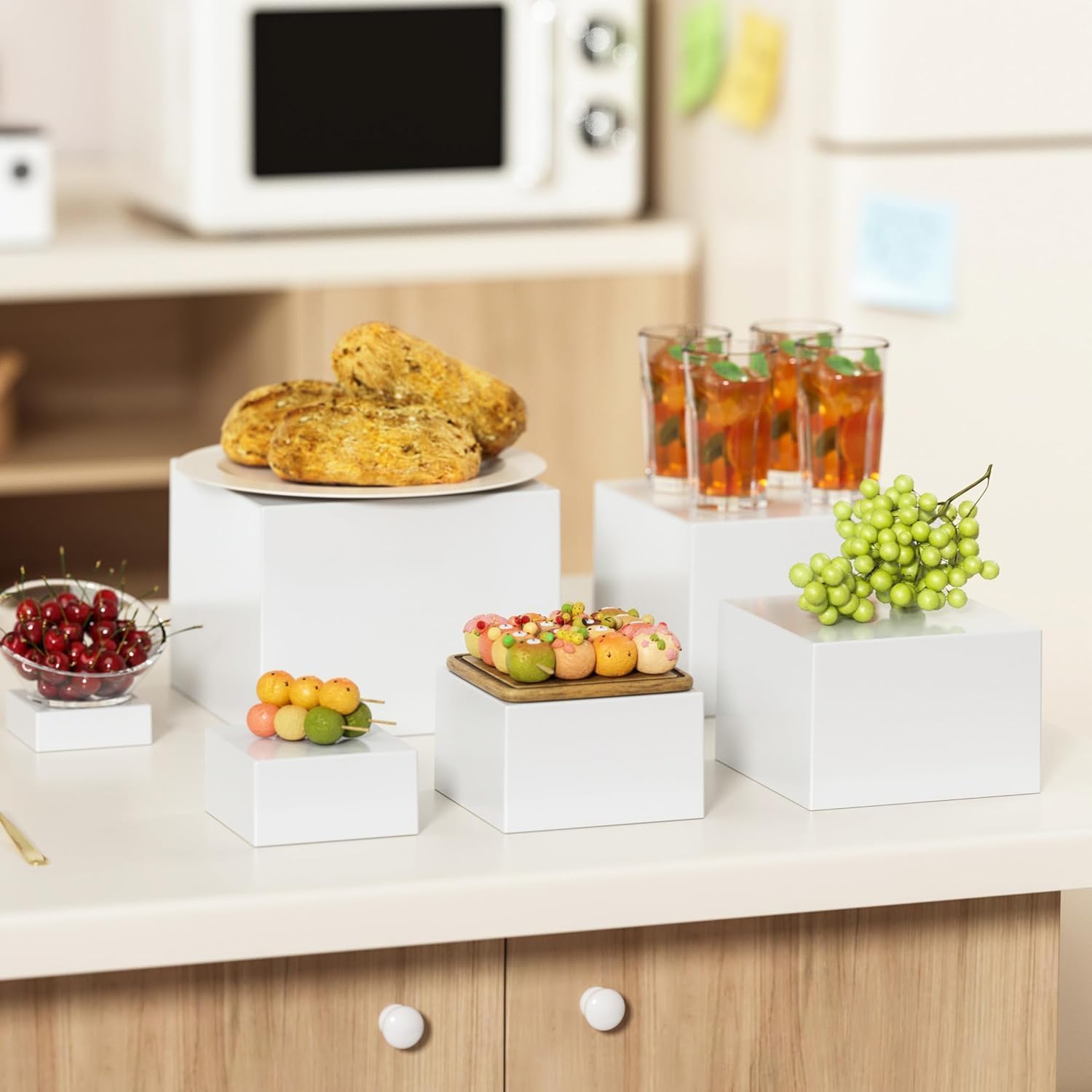 White Acrylic Nesting Buffet Risers, 6 Sizes, Set of 6 – view 6