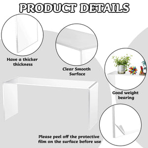 Duveesha 4 Pcs Large Clear Acrylic Riser for Display Acrylic Shelf Riser Jewelry Stand Retail Desktop Display Stand for Cupcake, Collectibles, Organize, Decor(10.25 x 4 x 4.25 Inches)