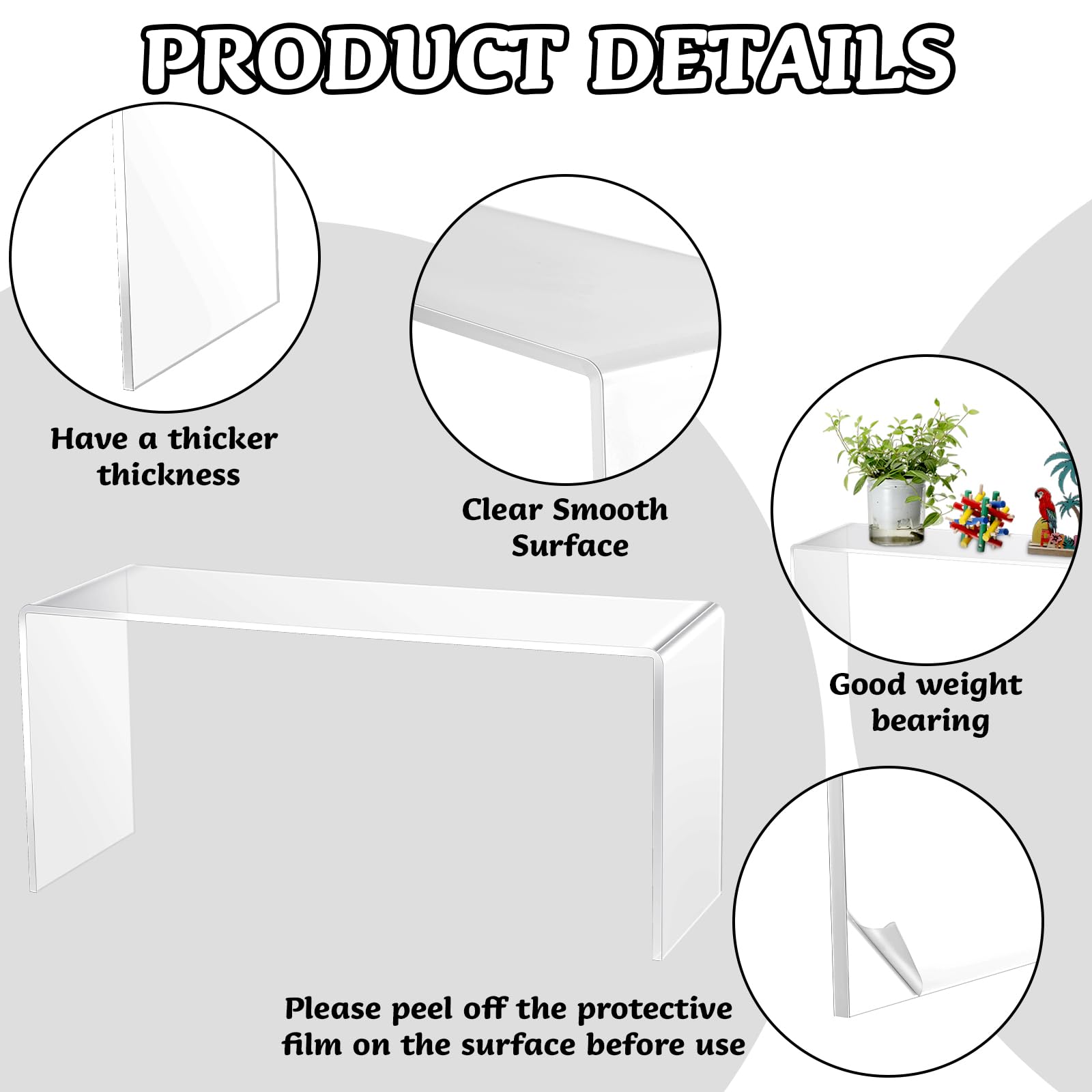 Large Clear Acrylic Display Risers, 10.25 × 4 × 4.25 in, Pack of 4 – view 5