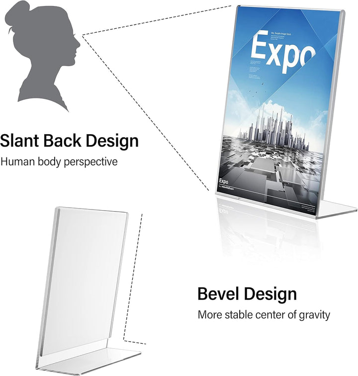 11x8.5 Acrylic Table Sign Holder, Pack of 6 – Yosham