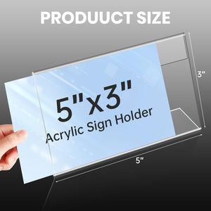 Mini Acrylic Sign Holders, 3x5 In, 40-Pack – Yosham